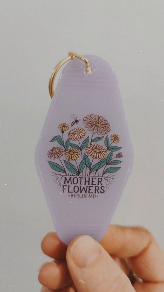 Mother Flowers Logo Keychain in Lavender